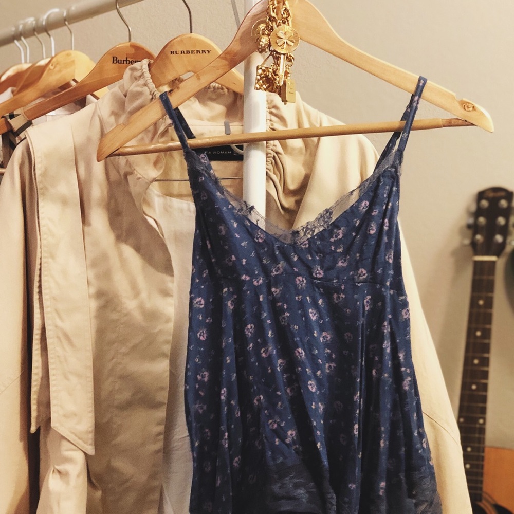Floral cross-back tank top